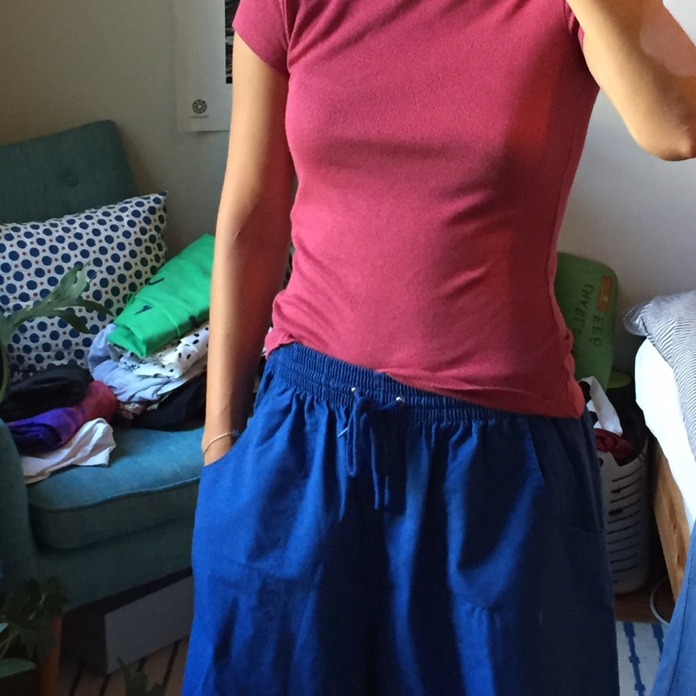 Royal blue cotton culottes